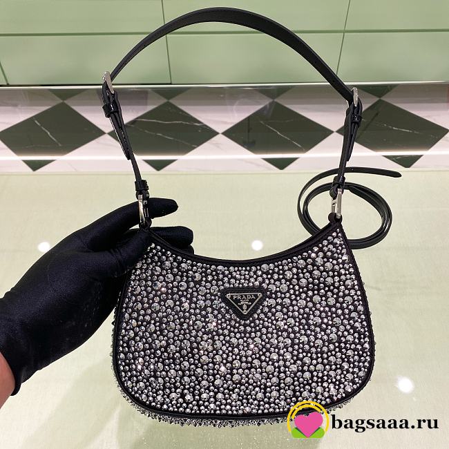 Bagsaaa Prada Cleo Crystal Silver - 22*18*4.5cm - 1