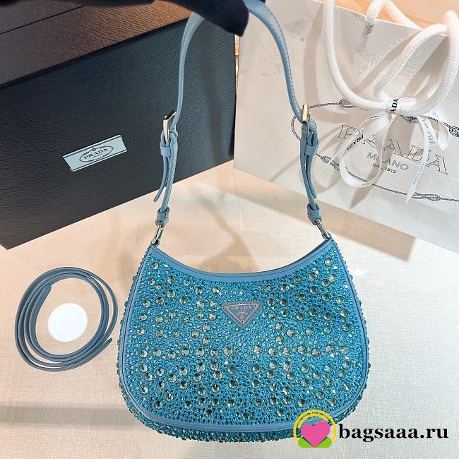 Bagsaaa Prada Cleo Crystal Blue - 22*18*4.5cm - 1