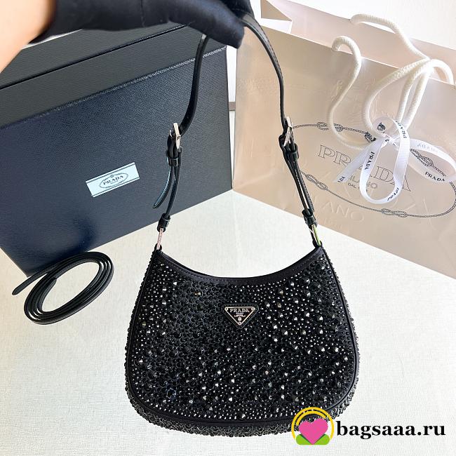 Bagsaaa Prada Cleo Crystal Black - 22*18*4.5cm - 1