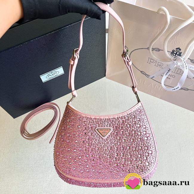 Bagsaaa Prada Cleo Crystal Pink - 22*18*4.5cm - 1