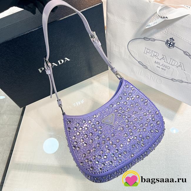 Bagsaaa Prada Cleo Crystal Purple - 22*18*4.5cm - 1