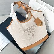 Bagsaaa Prada Medium linen blend and leather tote bag - 28*22.5*12.5cm - 1