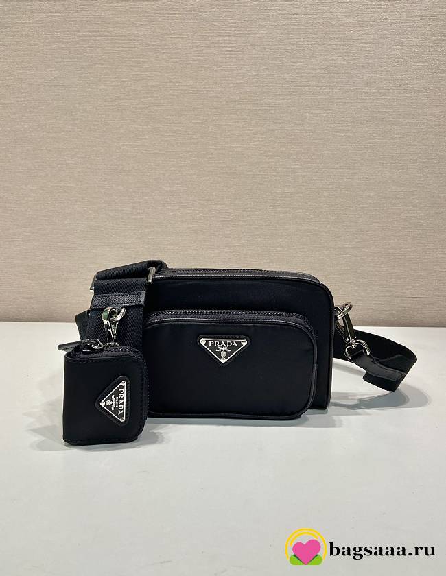 Bagsaaa Prada Re-Nylon And Brushed Leather Shoulder Bag Black - 18x11.5x5cm - 1