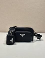 Bagsaaa Prada Re-Nylon And Brushed Leather Shoulder Bag Black - 18x11.5x5cm - 1