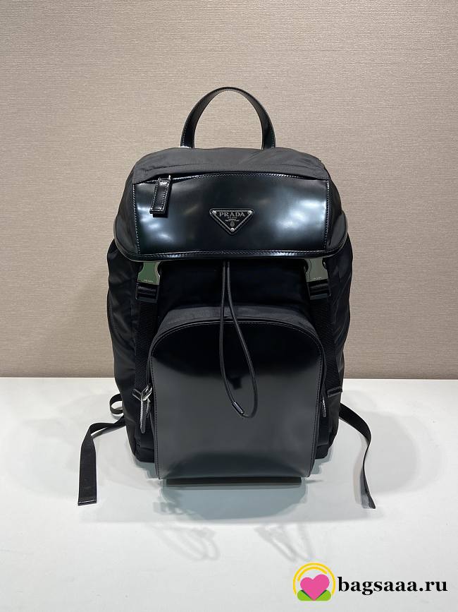 Bagsaaa Prada Re-Nylon And Leather Backpack Black - 27x45x7cm - 1