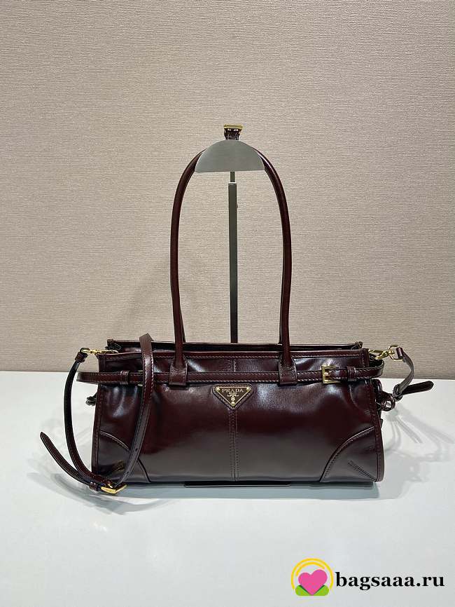 Bagsaaa Prada Medium leather handbag dark brown 1BA426 - 32x15.5x2cm - 1