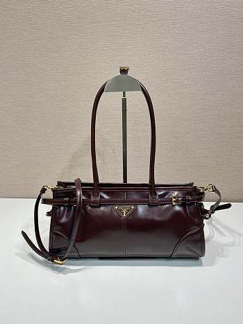 Bagsaaa Prada Medium leather handbag dark brown 1BA426 - 32x15.5x2cm