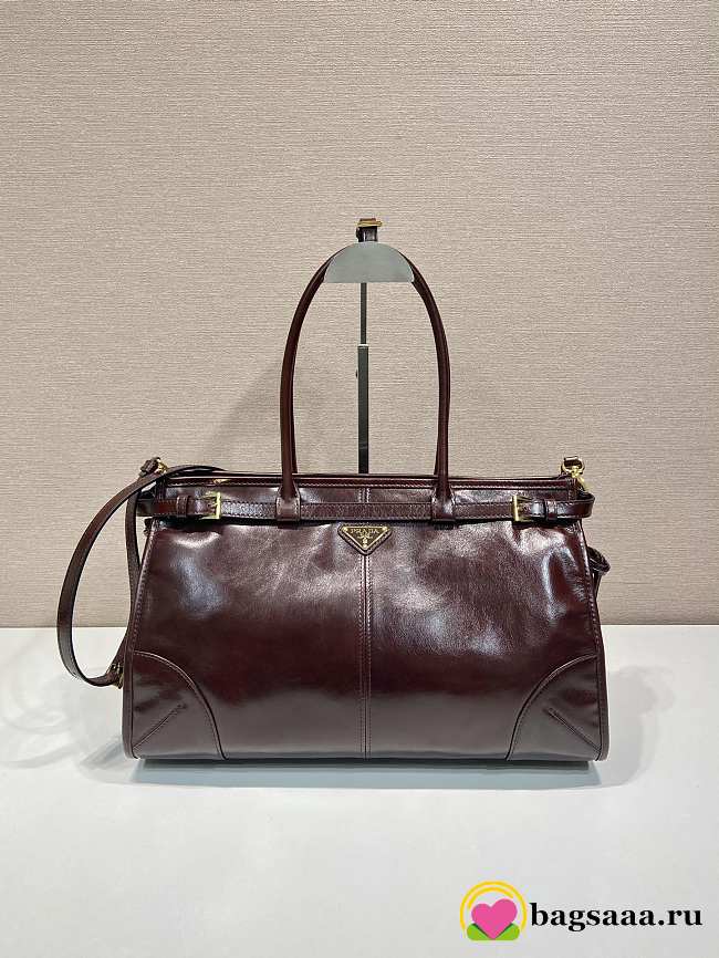 Bagsaaa Prada Large leather handbag dark brown - 38*24*12cm - 1