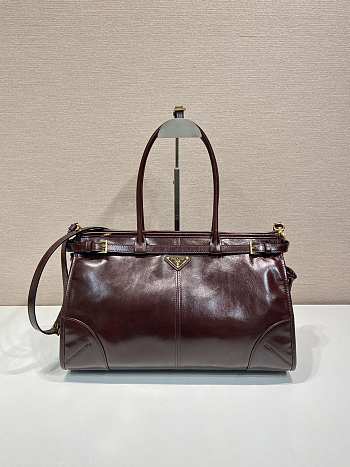 Bagsaaa Prada Large leather handbag dark brown - 38*24*12cm