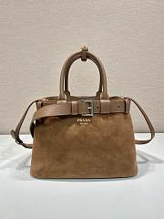 Bagsaaa Medium Prada Buckle suede bag with belt light brown - 32Ｘ23Ｘ11CM - 1