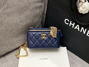 Bagsaaa Chanel Vanity Case With Adjustable Chain Blue - 16 x 7.5 x 10.5 cm - 1