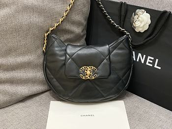 Chanel 19 Hobo Bag In Lambskin Black - 23cm