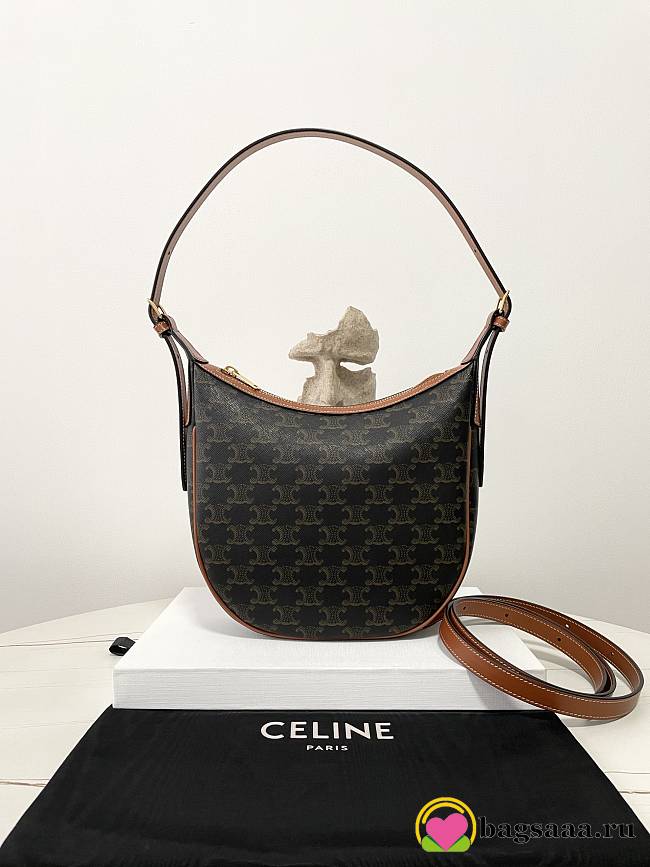 Bagsaaa Celine Small Heloïse Bag Cuir Triomphe In Triomphe Canvas And Calfskin - 9 x 22 x 5 CM - 1