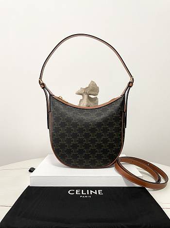 Bagsaaa Celine Small Heloïse Bag Cuir Triomphe In Triomphe Canvas And Calfskin - 9 x 22 x 5 CM