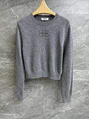 Bagsaaa Miumiu Long-Sleeved Sweater Gray - 1