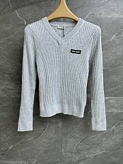 Bagsaaa Miumiu Long-Sleeved Sweater Light Gray - 1