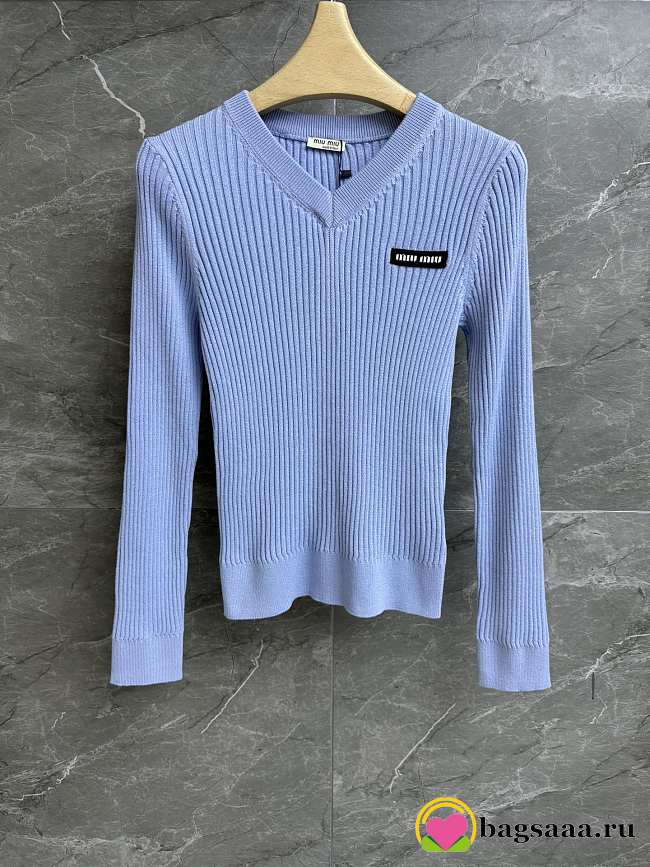 Bagsaaa Miumiu Long-Sleeved Sweater Blue - 1