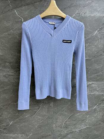 Bagsaaa Miumiu Long-Sleeved Sweater Blue