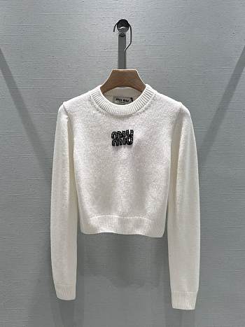 Bagsaaa Miumiu Long-Sleeved Sweater White