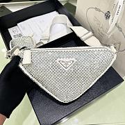 Bagsaaa Prada Triangle Shoulder Bag Crystal Embellished White - 26*14*12cm - 1