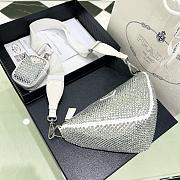 Bagsaaa Prada Triangle Shoulder Bag Crystal Embellished White - 26*14*12cm - 4