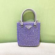 Bagsaaa Prada Small Satin Tote Bag With Crystals Purple - 17.5*15*5cm - 1