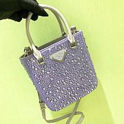 Bagsaaa Prada Small Satin Tote Bag With Crystals Purple - 17.5*15*5cm - 2