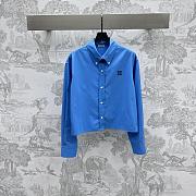 Bagsaaa Miumiu logo-embroidered cotton shirt Sapphire blue - 1