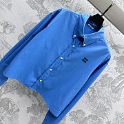 Bagsaaa Miumiu logo-embroidered cotton shirt Sapphire blue - 2