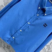 Bagsaaa Miumiu logo-embroidered cotton shirt Sapphire blue - 3