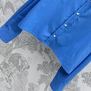 Bagsaaa Miumiu logo-embroidered cotton shirt Sapphire blue - 4