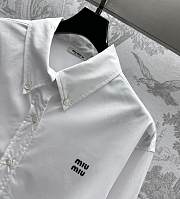 Bagsaaa Miumiu logo-embroidered cotton shirt white - 4