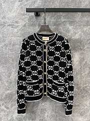 Bagsaaa Gucci GG Wool Bouclé Jacquard Cardigan Black - 1