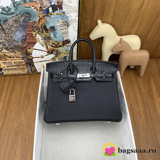 Bagsaaa Hermes Birkin Touch Black Crocodile & Silver - 25cm - 1