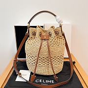 Bagsaaa Clara Celine Classic Panier In Raffia And Calfskin - 20 x 24 x 20 CM - 1