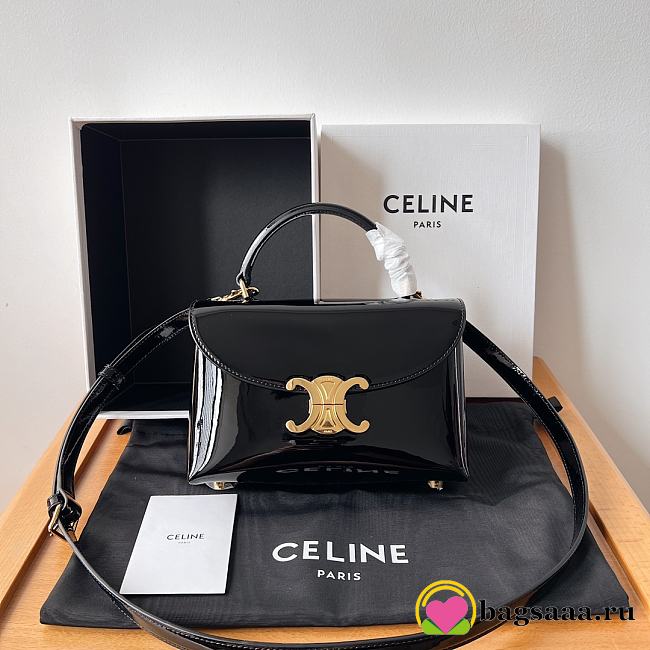 Bagsaaa Celine Teen Nino Bag In Patent Calfskin Black - 20.5 X 13 X 8 CM - 1