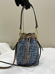 Bagsaaa Fendi Mon Tresor FF Denim Mini Bucket Bag - 12×18×14 cm - 1