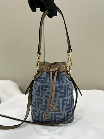 Bagsaaa Fendi Mon Tresor FF Denim Mini Bucket Bag - 12×18×14 cm