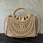 Bagsaaa Valentino Allknots Woven Leather Shopper Beige - 38x34x7 cm - 1