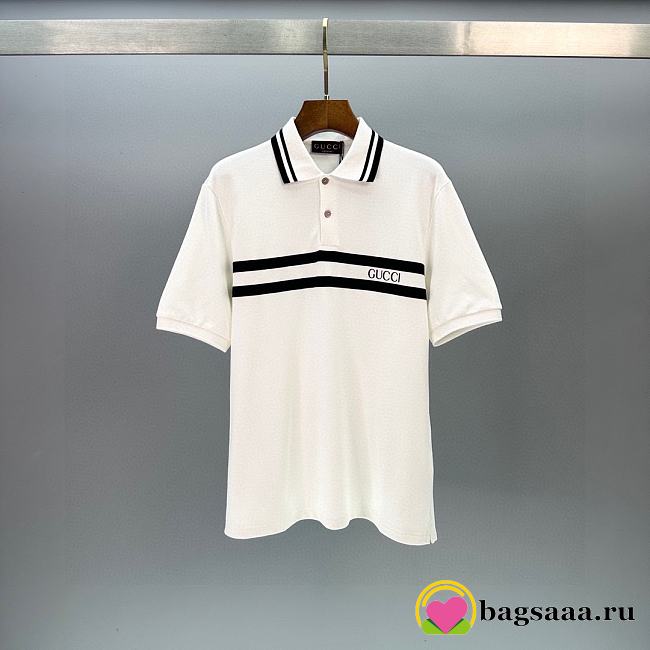 Bagsaaa Gucci Men White Polo - 1