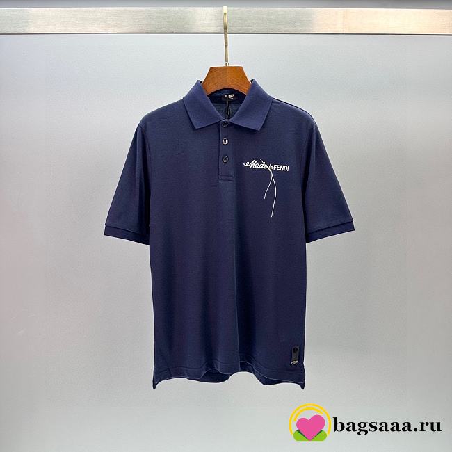 Bagsaaa Fendi Blue piqué polo shirt - 1