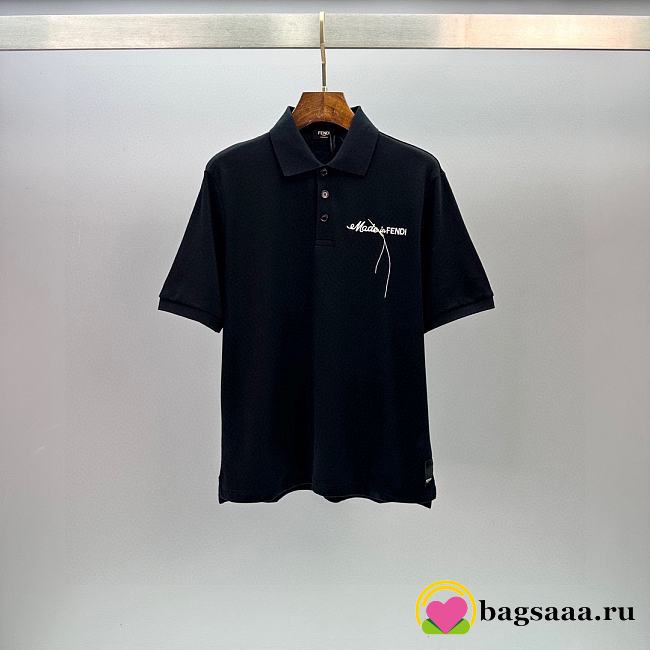 Bagsaaa Fendi Black piqué polo shirt - 1