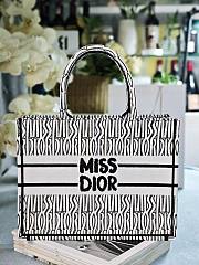 Bagsaaa Medium Dior Book Tote White and Black Miss Dior Allover Embroidery - 36 x 27.5 x 16.5 cm - 1