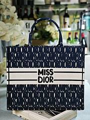 Bagsaaa Large Dior Book Tote Blue and White Miss Dior Allover Embroidery - 42 x 35 x 18.5 cm - 1