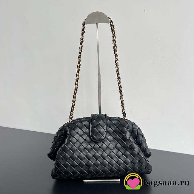 Bagsaaa Bottega Veneta Teen Lauren 1980 With Chain Black - 31.5*16*11cm - 1