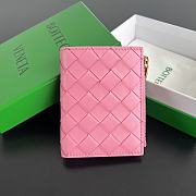 Bagsaaa Bottega Veneta Intrecciato 15 Small Bi-Fold Wallet Pink - 11.5x9 cm - 1