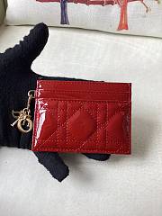 Bagsaaa Lady Dior Freesia Card Holder Red Patent Cannage Calfskin - 10.5 x 7.5 x 1 cm - 1