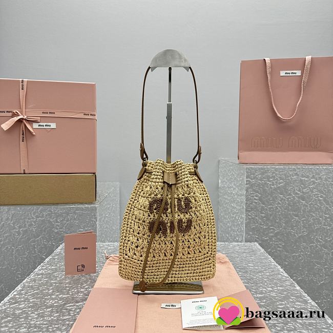 Bagsaaa Miumiu Woven fabric mini-bag beige - 23x20 cm - 1