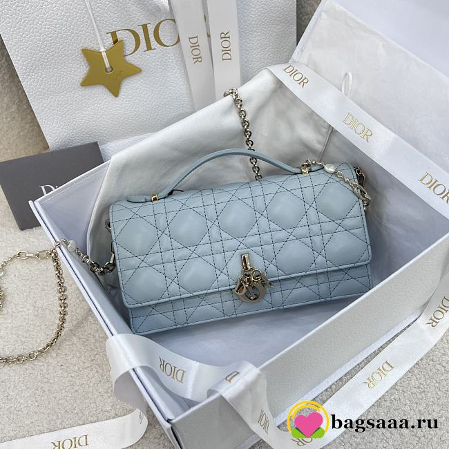 Bagsaaa My Dior Mini Bag Pale Blue Cannage Lambskin - 21 x 11.5 x 4.5 cm - 1