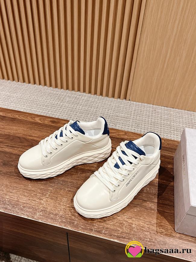 Bagsaaa Jimmy Choo Malbon Diamond Golf/F Latte and Navy Leather Trainers - 1